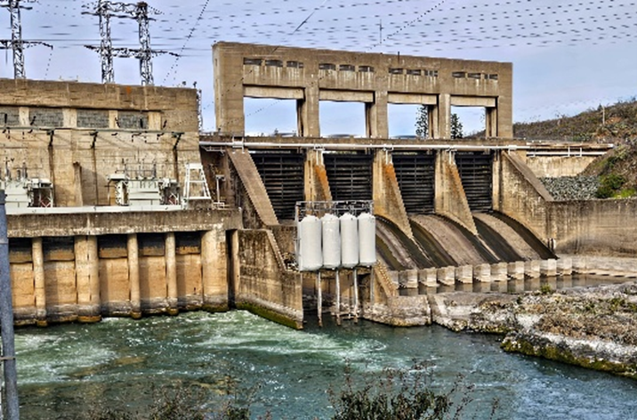 Keswick Dam on the Sacramento River near Redding, California